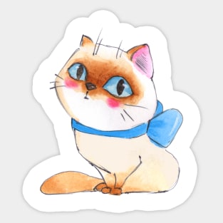 Cartoon Cat Watercolor Sticker